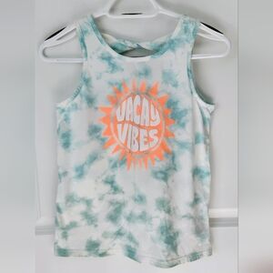 Gap Kids Teal Tie Dye "Vacay Vibes" Graphic Tank - Size XL